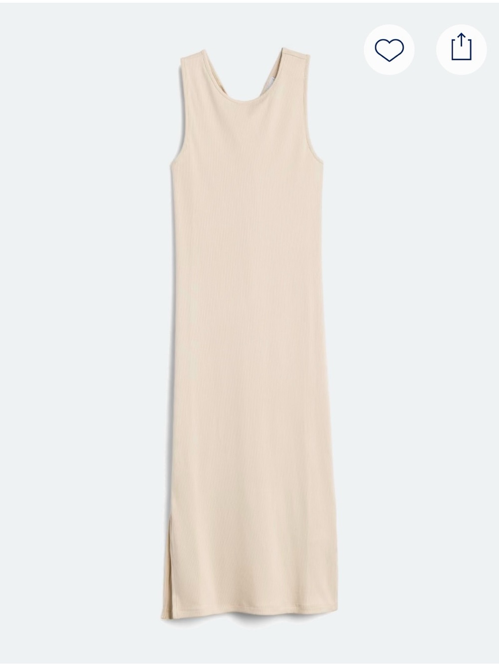 Sleeveless Ribbed Maxi Dress in Light Beige